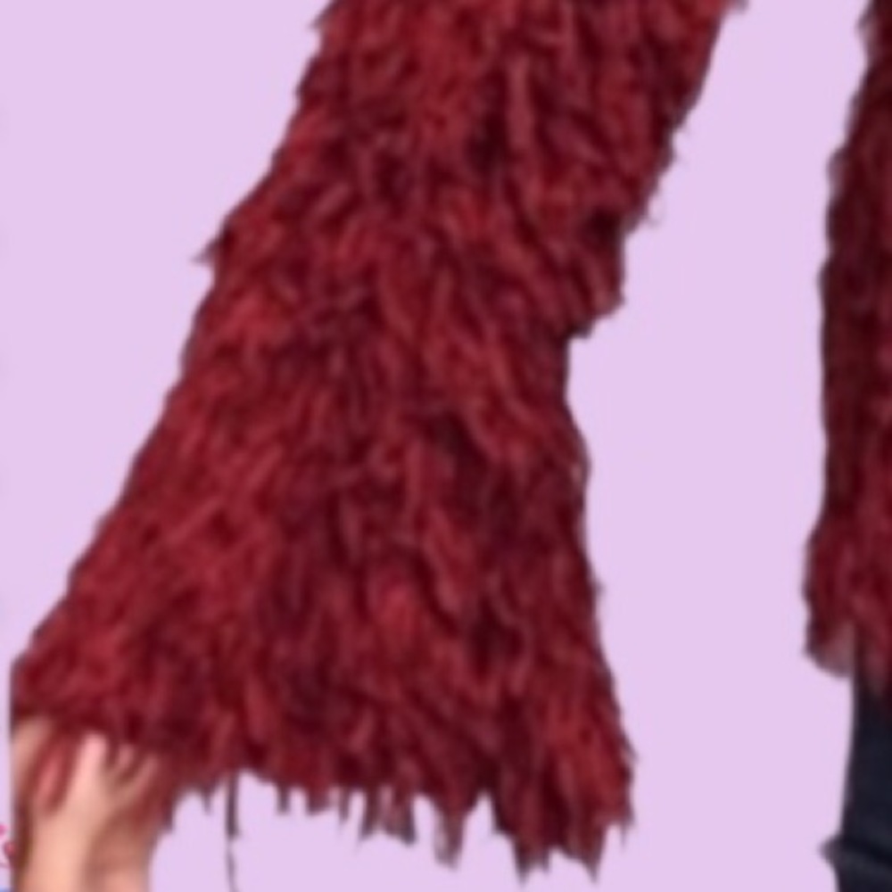 Wine Off The Shoulders Soft Shaggy Top - Picture 8 of 11